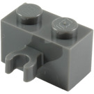 LEGO Dark Stone Gray Brick 1 x 2 with Vertical Clip with Open 'O' Clip (42925 / 95820)