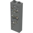 LEGO Dark Stone Gray Brick 1 x 2 x 5 with Bricks and Diamonds Sticker with Stud Holder (2454)