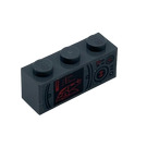 LEGO Dark Stone Gray Brick 1 x 3 with SW Red and Black Slave I