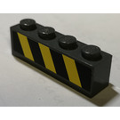 LEGO Gris pierre foncé Brique 1 x 4 avec 4 Goujons sur Une Côté avec Noir et Jaune Rayures Autocollant (30414)