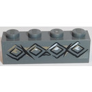 LEGO Gris pierre foncé Brique 1 x 4 avec Noir et blanc diamant Bricks Autocollant (3010)