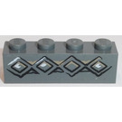 LEGO Dark Stone Gray Brick 1 x 4 with Black and White Diamond Bricks Sticker (3010)