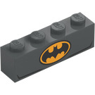 LEGO Donker steengrijs Steen 1 x 4 met Bright Licht Oranje Batman logo en Muscle Lines (3010)