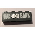 LEGO Gris pierre foncé Brique 1 x 4 avec Damaged GC Bank logo Autocollant (Fond sombre) (3010)