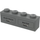 LEGO Dark Stone Gray Brick 1 x 4 with Electrics and Water Sticker (3010)