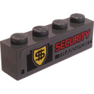 LEGO Dunkles Steingrau Backstein 1 x 4 mit Security Transport Logo Aufkleber (3010)