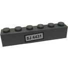 LEGO Dark Stone Gray Brick 1 x 6 with 'SJ 4431' Sticker (3009)
