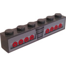 LEGO Dark Stone Gray Brick 1 x 6 with Snake Oiler Tail Lights Sticker (3009)