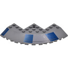 LEGO Dunkles Steingrau Backstein 10 x 10 Runden Ecke mit Tapered Kante mit Dark Blau Rectangles Aufkleber (58846)