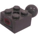 LEGO Dark Stone Gray Brick 2 x 2 with Ball Joint and Axlehole with CHI Raider Rivets and Fangs (Left) Sticker without Holes in Ball (57909)