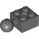 LEGO Dark Stone Gray Brick 2 x 2 with Ball Joint and Axlehole with Holes in Ball (57909)