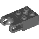 LEGO Mørk stengrå Klods 2 x 2 med Kugleled og Axlehole (Wide Open Socket) (92013)