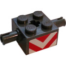 LEGO Dunkles Steingrau Backstein 2 x 2 mit Pins und Axlehole mit Warning Chevrons Aufkleber (30000)