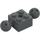 LEGO Mørk stengrå Klods 2 x 2 med To Bold Joints med huller i kugle og akselhul (17114)