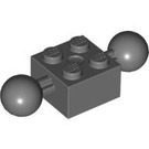LEGO Dunkles Steingrau Backstein 2 x 2 mit Zwei Ball Joints ohne Löcher in der Kugel (57908)