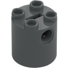 LEGO Dark Stone Gray Brick 2 x 2 x 2 Round with Bottom Axle Holder 'x' Shape '+' Orientation (30361)