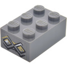 LEGO Dunkles Steingrau Backstein 2 x 3 mit 2 Runes (Weiß oben Recht) Aufkleber (3002)