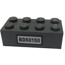 LEGO Dunkles Steingrau Backstein 2 x 4 mit 'BD60150' Aufkleber (3001)