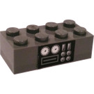 LEGO Gris pierre foncé Brique 2 x 4 avec Sandcrawler Gauges Autocollant (3001)