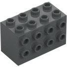 LEGO Tumma kivenharmaa Palikka 2 x 4 x 2 jossa Nupit päällä Sivut (2434)