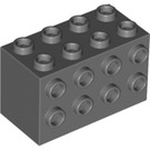 LEGO Dunkles Steingrau Backstein 2 x 4 x 2 mit Bolzen auf Sides (2434)