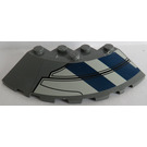 LEGO Dark Stone Gray Brick 6 x 6 Round (25°) Corner with Blue Areas, Black Lines (left) Sticker (95188)