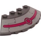 LEGO Dark Stone Gray Brick 6 x 6 Round (25°) Corner with Kraang's Skiff Front Sticker (95188)