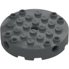 LEGO Dark Stone Gray Brick 6 x 6 Round with Technic Pin Hole (18897)