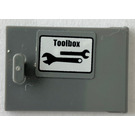 LEGO Dark Stone Gray Cupboard 2 x 3 x 2 Door with 'Toolbox' and 2 Wrenches Sticker (4533)
