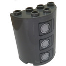LEGO Donker Steengrijs Cilinder 2 x 4 x 4 Halve met Gas Tank Hatches Sticker (6218)
