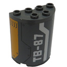 LEGO Dark Stone Gray Cylinder 2 x 4 x 4 Half with 'TB-87' Sticker (6218)