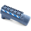LEGO Donker Steengrijs Cilinder 8 x 3 Ø 20.9 met Blauw en Wit Danger Strepen Sticker (87944)