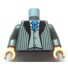 LEGO Dunkles Steingrau Death Eater Torso mit Striped Suit und Medium Stone Vest mit Blau Tie mit Dark Stone Arme und Light Flesh Hände (973)