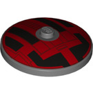 LEGO Dark Stone Gray Dish 4 x 4 with Star Wars Hatch Black and Red Pattern (Solid Stud) (3960 / 50098)