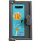 LEGO Dark Stone Gray Door 1 x 2 x 3 with Basketball and Hoop Sticker (60614)
