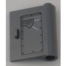 LEGO Dark Stone Gray Door 1 x 3 x 3 Right with 'LOCK' and 'UNLOCK' Handle Sticker with Hollow Hinge (60657)