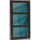 LEGO Dark Stone Gray Door 1 x 4 x 6 with 3 Panes and Transparent Light Blue Glass (76041)
