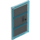 LEGO Dark Stone Gray Door 1 x 4 x 6 with 3 Panes and Transparent Light Blue Glass and Stud Handle (60797)