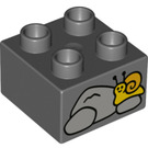 LEGO Dark Stone Gray Duplo Brick 2 x 2 with Stones and Snail (1378 / 3437)