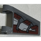 LEGO Dark Stone Gray Flag 2 x 2 Angled with Dark Red and Armor Plates (Right) Sticker without Flared Edge (44676)