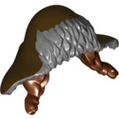 LEGO Gris Pierre Foncé Fur-lined Chapeau avec Flaps over Dark Marron Tressé Cheveux (13173)