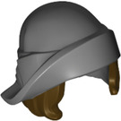 LEGO Dark Stone Gray Hat with Folded Brim and Dark Brown Bob Cut Hair (28271 / 39562)
