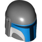 LEGO Grigio pietra scuro Casco con Lati Fori con Mandalorian Blu e Nero (87610 / 93053)