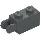 LEGO Dunkles Steingrau Scharnier Stein 1 x 2 Verriegelt mit 2 Finger (Vertikal Ende) (30365 / 54671)