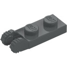 LEGO Mörk Stengrå Gångjärn Platta 1 x 2 med Låsning Fingrar med skåra (44302)