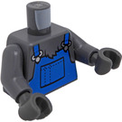 LEGO Donker Steengrijs Minifig Torso Blauw Overall en Dark Stone Grijs Fur (973)