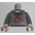 LEGO Gris piedra oscuro Minifigura Torso con Chaqueta Over Rojo oscuro Jersey (973 / 73403)