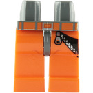 LEGO Dark Stone Gray Minifigure Hips and Legs with Zipper and Orange Belt (3815 / 63206)