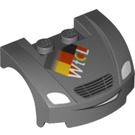 LEGO Dark Stone Gray Mudgard Bonnet 3 x 4 x 1.3 Curved with Grille and Smile and german Flag (70126 / 98835)