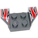 LEGO Dark Stone Gray Mudguard Plate 2 x 2 with Flared Wheel Arches with Red, Black, and White Stripes (41854 / 51724)